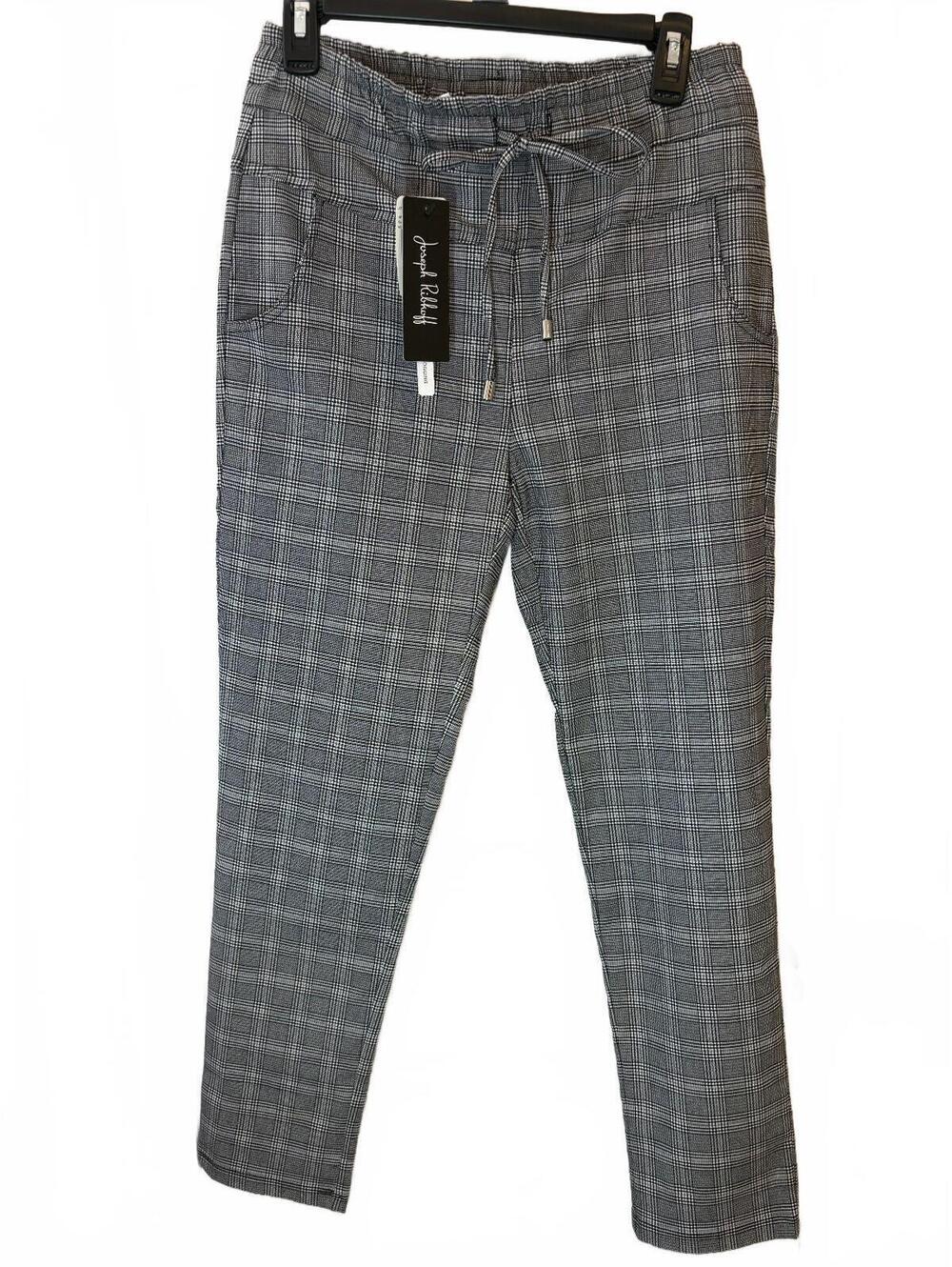 Joseph Ribkoff Women's Size 8 Black White Classic Plaid Joggers Pants